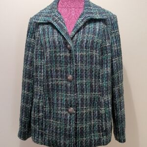 Chico's Green and Black Plaid Blazer